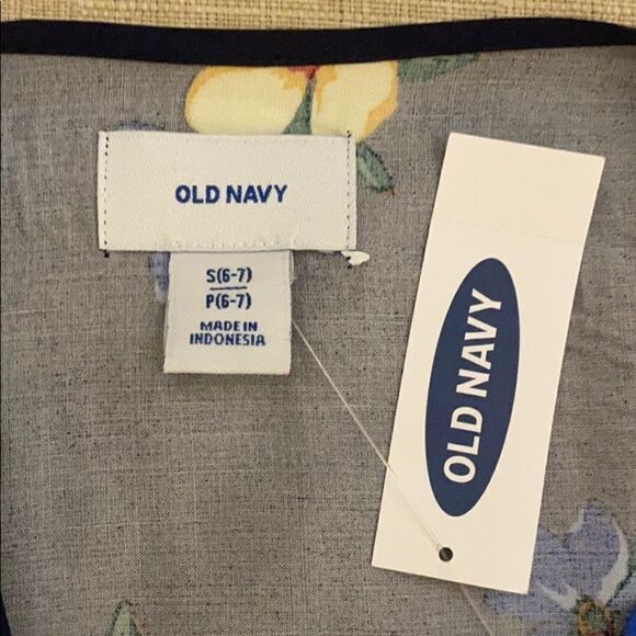 NWT New OLD NAVY Navy Blue Floral Summer Dress Fit & Flare S (6-7) - Picture 5 of 6